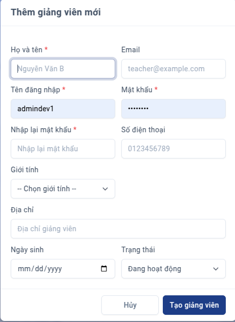 Giao diện xem chi tiết bài thi — thông tin đề, nút bắt đầu làm bài
